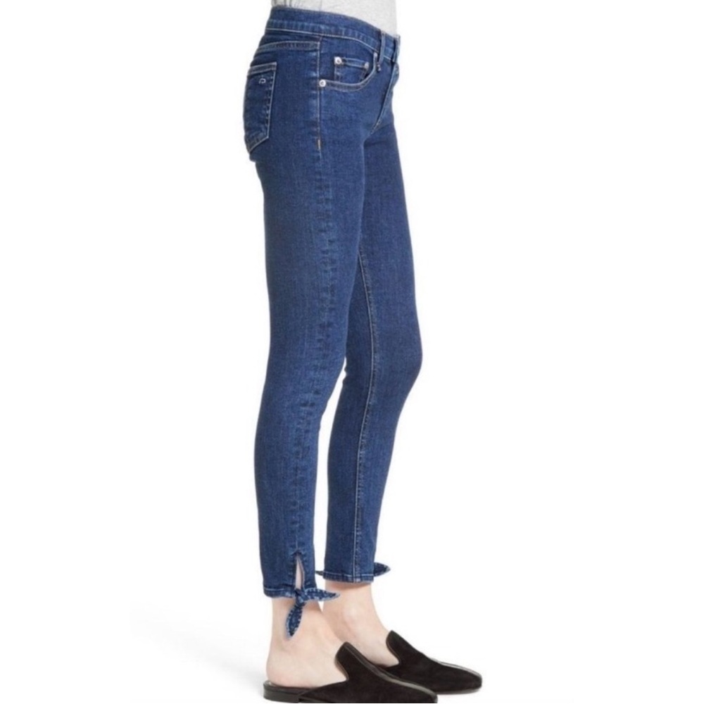 Rag & Bone Stevie Dark Blue Skinny Jeans with Ankle Tie